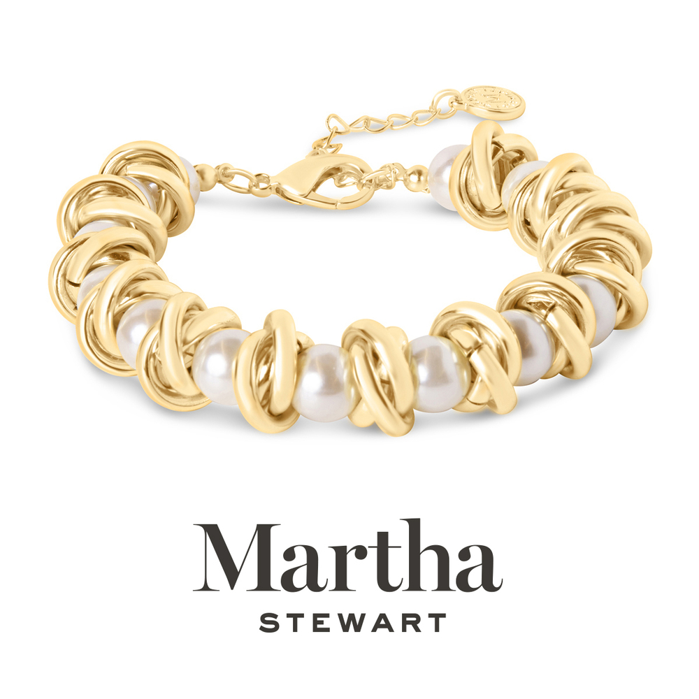 Martha Stewart Elegant Gold and Pearl Bracelet, 7 Inches For Women